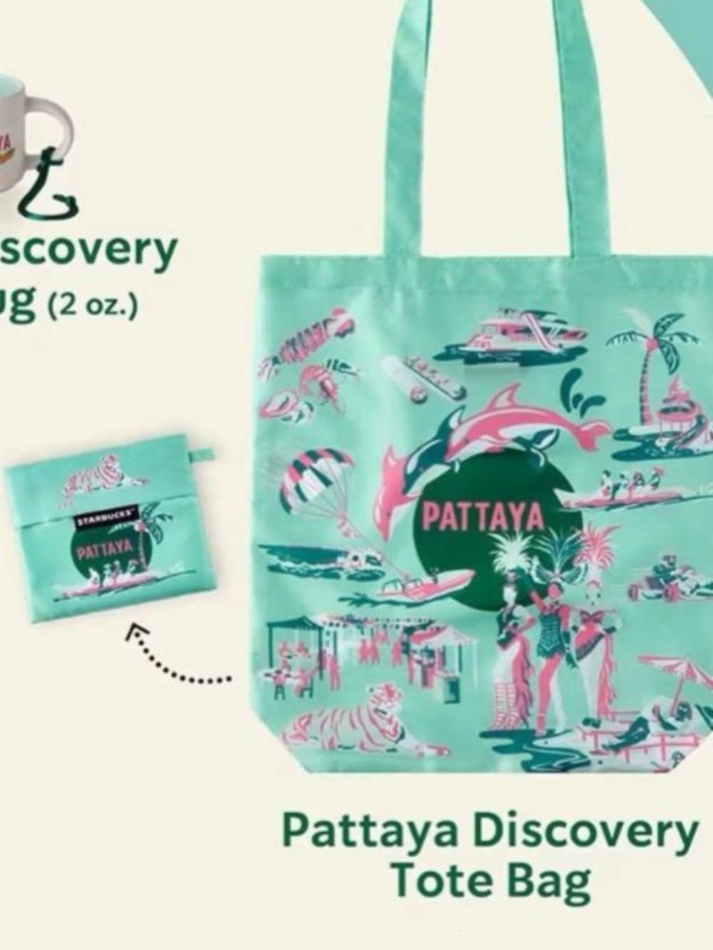Starbucks Mint and Pink Pattaya Kids Tote Bag